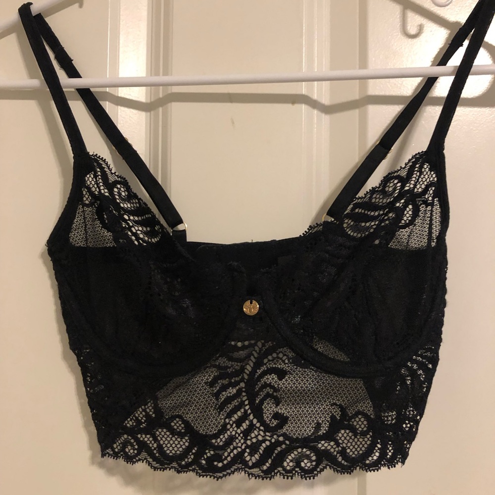 Black Lace Unlined Underwire Bra